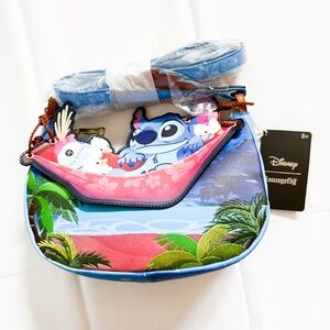 Loungefly Disney Camping Cuties Stitch and Scrump Hammock Crossbody Bag